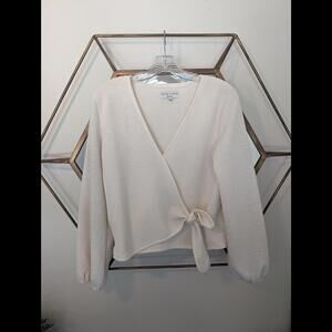 Madewell TeXTURE & THREAD Cream Wrap Top, size M